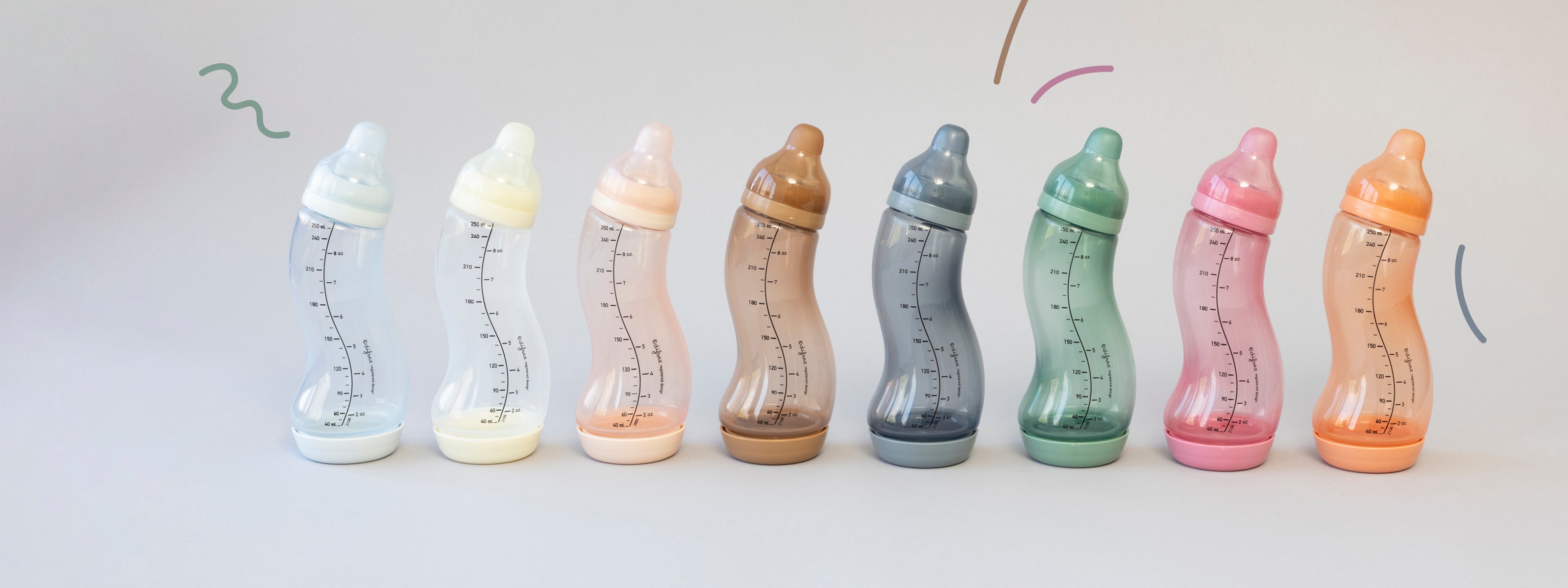 Verzameling Difrax S-flessen in verschillende designs en formaten