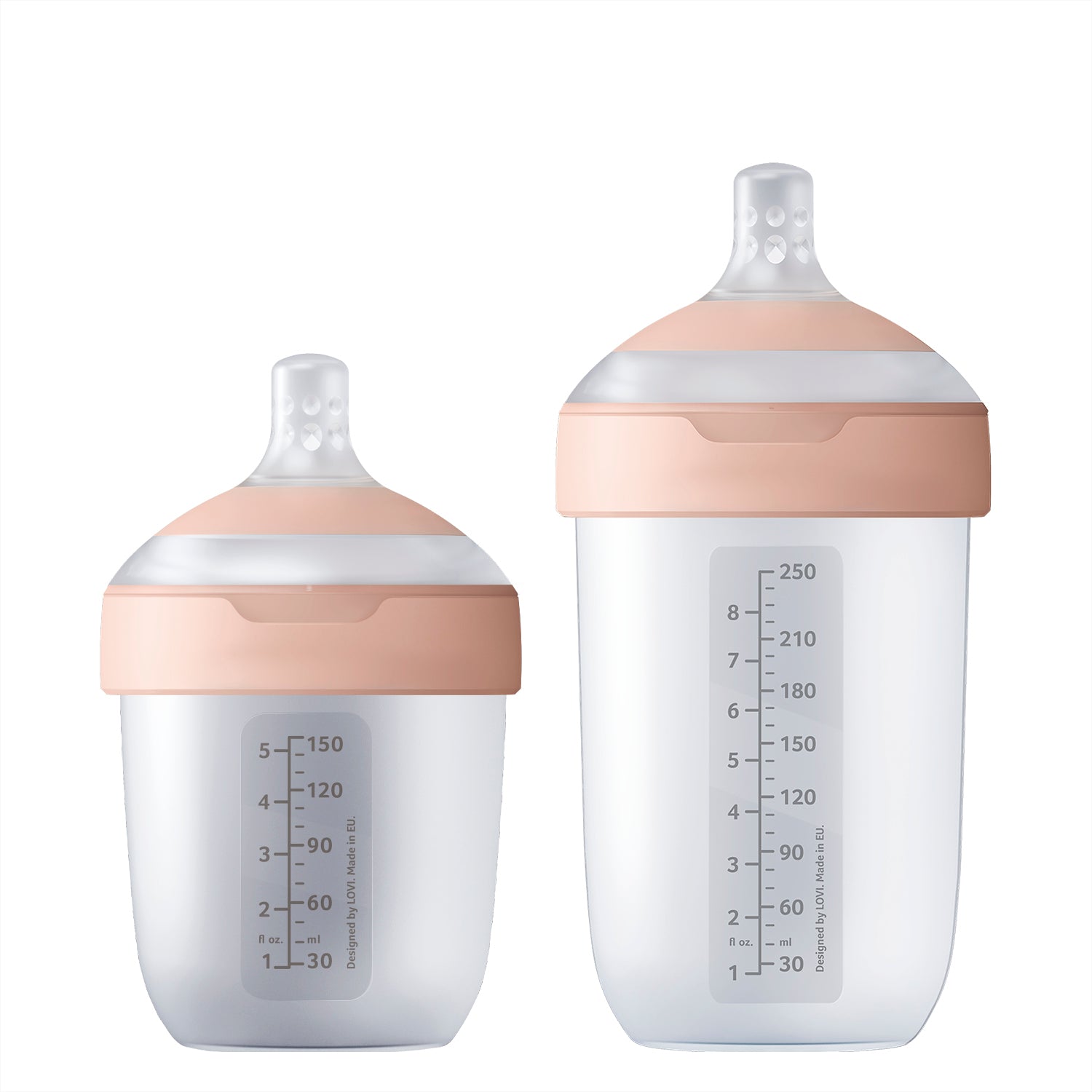 Grote en kleine Mammafeel-fles uit de Difrax LOVI Newborn Starterset