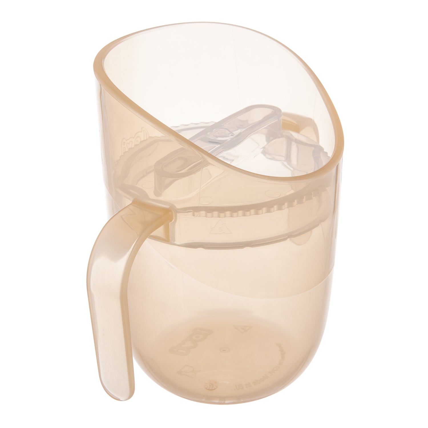 Difrax LOVI Genius oefenbeker in nude kleur met inzetstuk zichtbaar – ontworpen voor gecontroleerd drinken en optimale grip