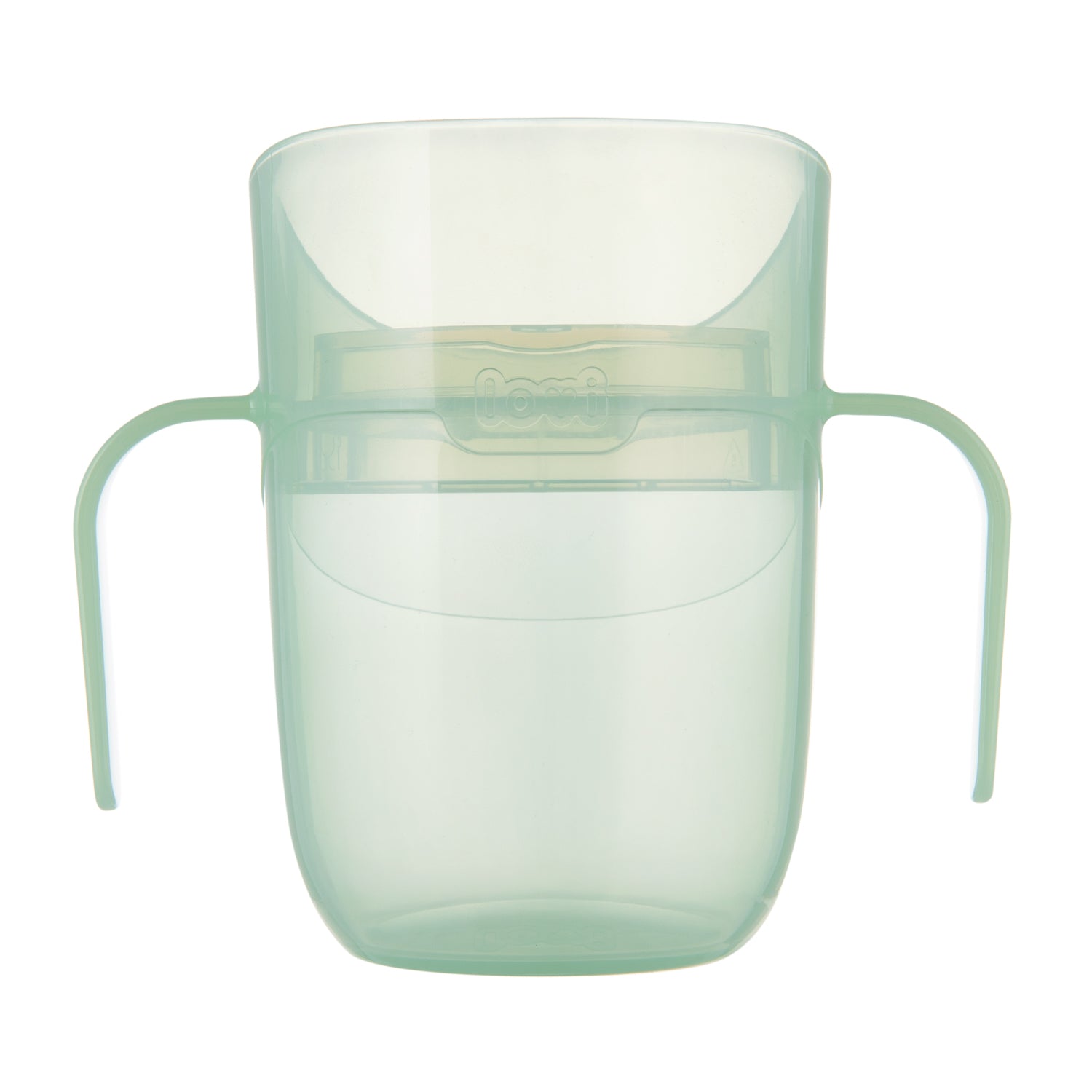 Difrax 360 graden drinkbeker in helder design met afsluitdop, ergonomisch model geschikt voor jonge kinderen vanaf 6 maanden.