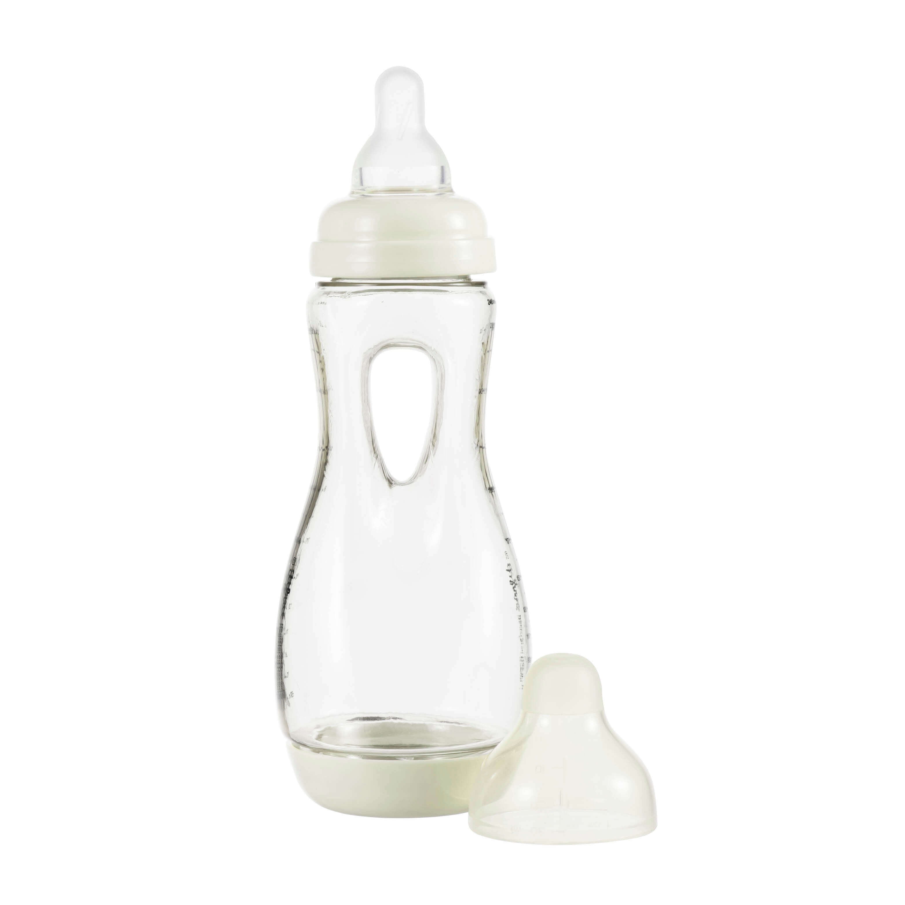 Difrax Easy Grip babyfles 240ml in Ivory met ergonomische handgreep, anti-colic bodem en natuurlijke speen
