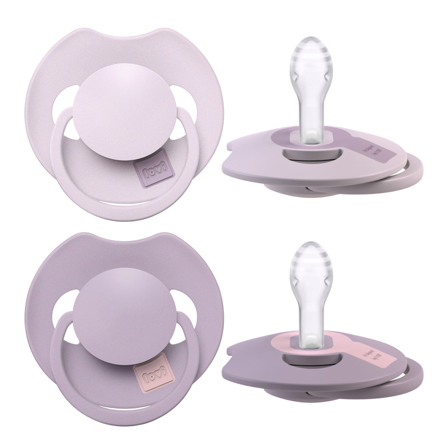 Difrax LOVI Prime fopspeen duopack 0-6 maanden in Lilac / Violet, ondersteunt natuurlijke zuigreflex, BPA-vrij en veilig voor jonge kinderen
