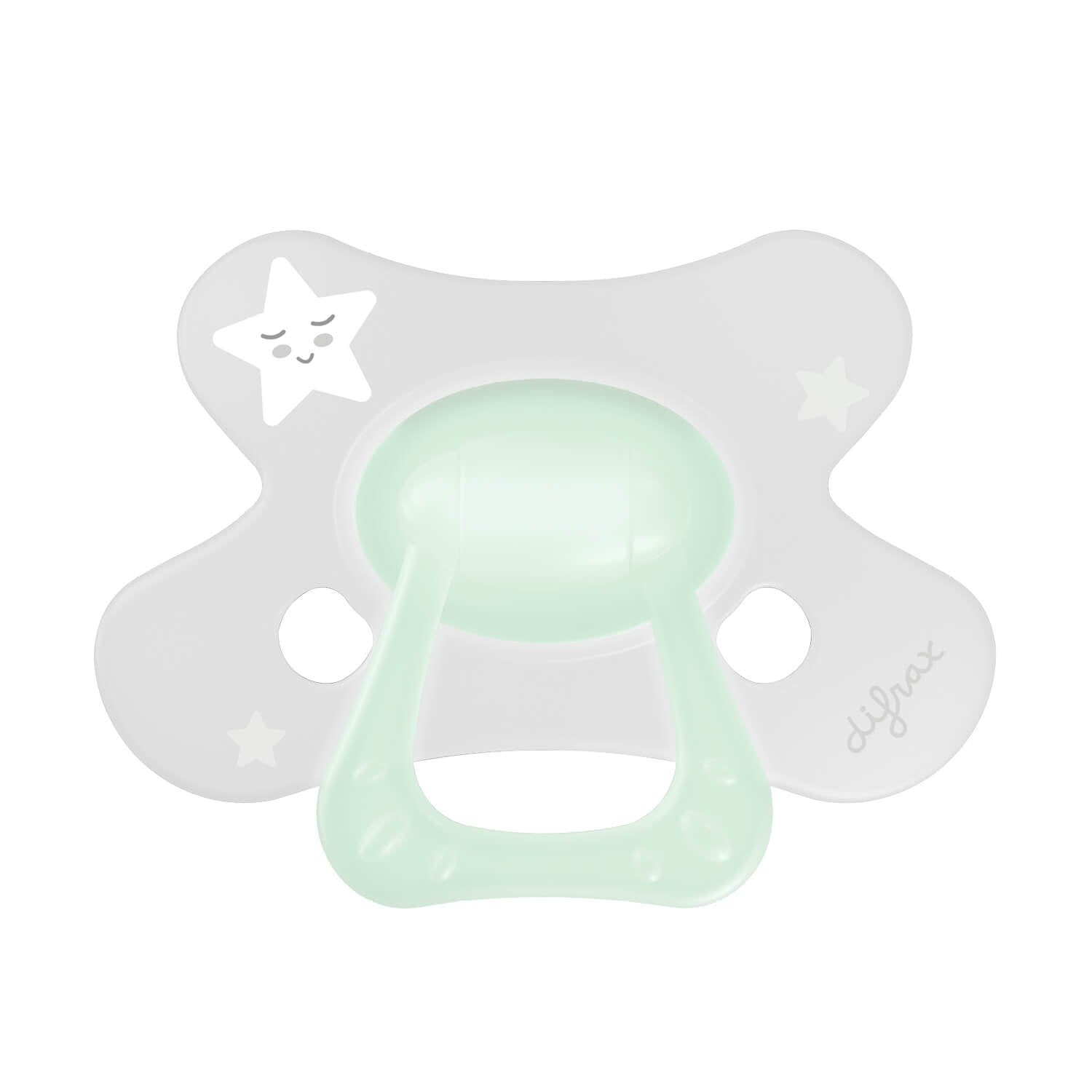 Difrax Dental fopspeen 12+ Glow in the Dark in het licht